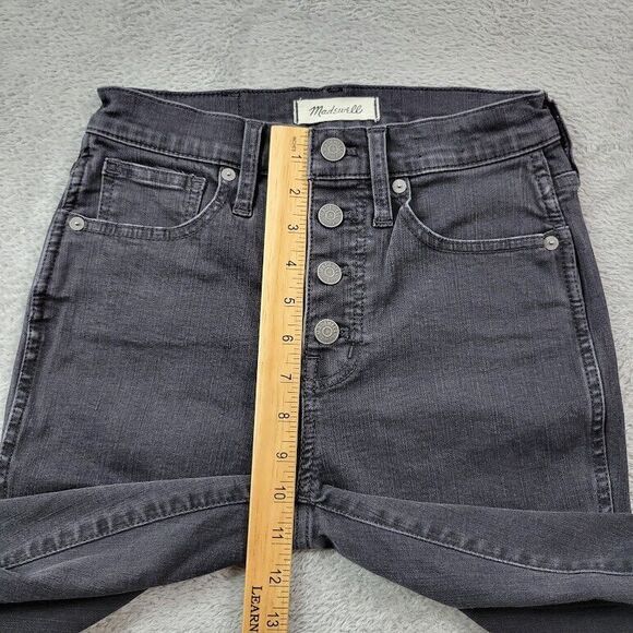 Madewell Jeans Womens 25X28 Black 10" High Rise‎ Skinny Raw Hem Button Fly - Picture 5 of 13